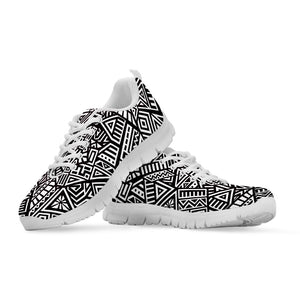 Tribal Aztec Geometric Pattern Print White Running Shoes