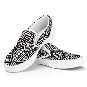 Tribal Aztec Geometric Pattern Print White Slip On Sneakers