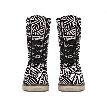 Tribal Aztec Geometric Pattern Print Winter Boots