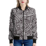 Tribal Aztec Geometric Pattern Print Women's Bomber Jacket