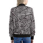 Tribal Aztec Geometric Pattern Print Women's Bomber Jacket