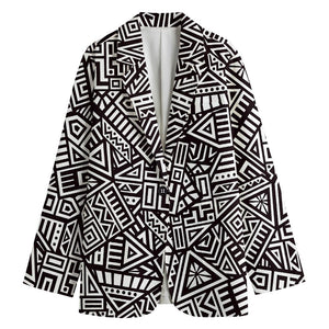 Tribal Aztec Geometric Pattern Print Women's Cotton Blazer