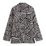 Tribal Aztec Geometric Pattern Print Women's Cotton Blazer