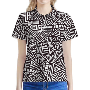 Tribal Aztec Geometric Pattern Print Women's Polo Shirt