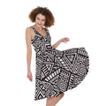 Tribal Aztec Geometric Pattern Print Sleeveless Knee Length Dress