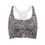 Tribal Aztec Geometric Pattern Print Women's Sports Bra