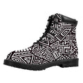 Tribal Aztec Geometric Pattern Print Padded Collar Lace Up Boots