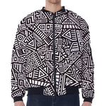 Tribal Aztec Geometric Pattern Print Zip Sleeve Bomber Jacket