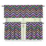 Tribal Aztec Hippie Pattern Print 3 Piece Kitchen Curtains