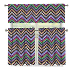 Tribal Aztec Hippie Pattern Print 3 Piece Kitchen Curtains