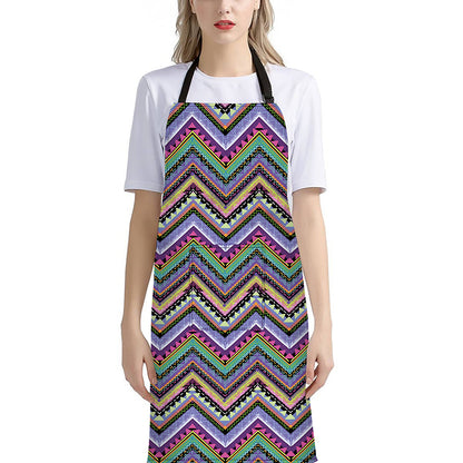Tribal Aztec Hippie Pattern Print Bib Apron With Pocket