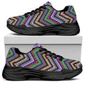 Tribal Aztec Hippie Pattern Print Black Chunky Shoes