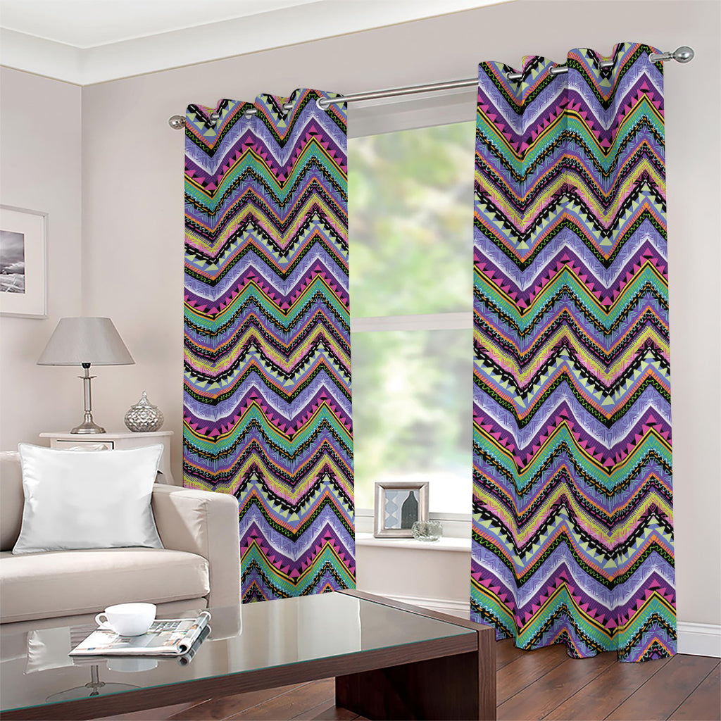 Tribal Aztec Hippie Pattern Print Blackout Grommet Curtains