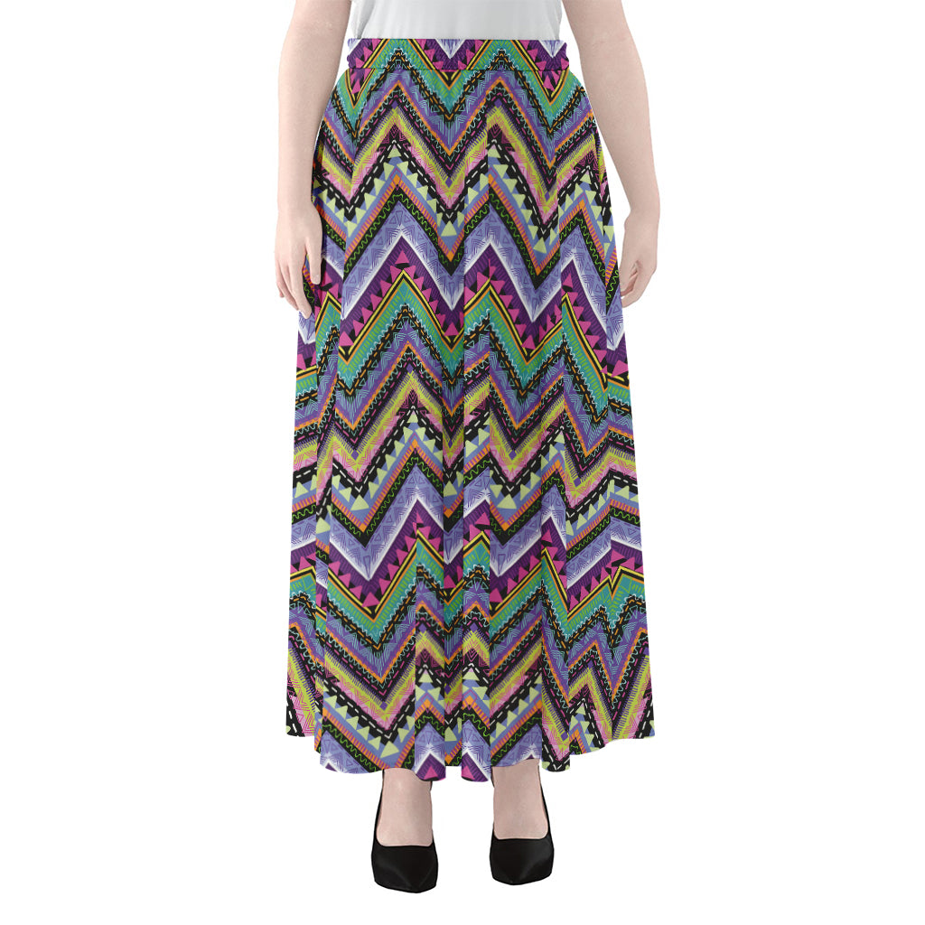 Tribal Aztec Hippie Pattern Print Chiffon Maxi Skirt