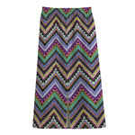 Tribal Aztec Hippie Pattern Print Cotton Front Slit Maxi Skirt