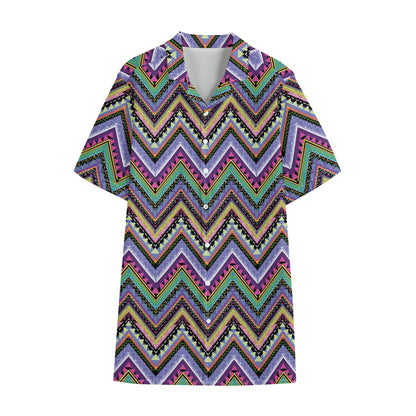 Tribal Aztec Hippie Pattern Print Cotton Hawaiian Shirt