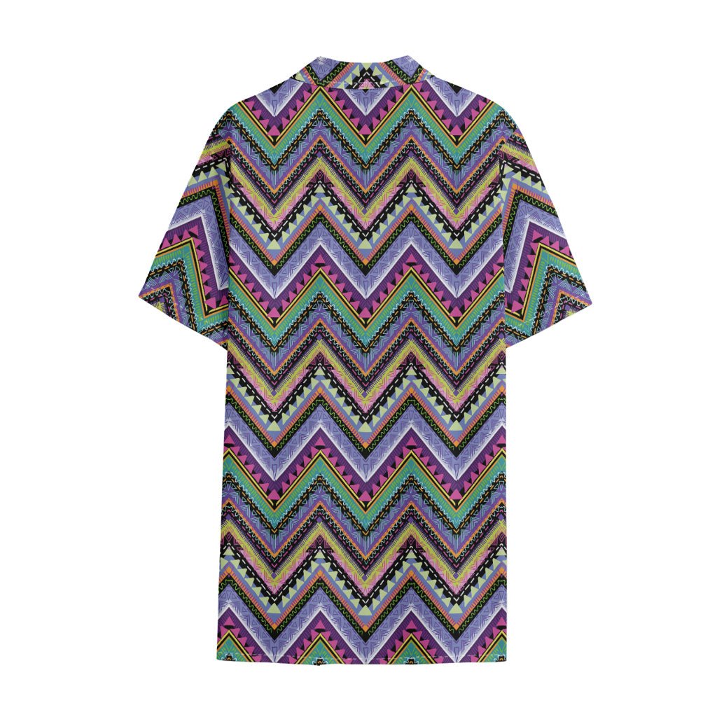 Tribal Aztec Hippie Pattern Print Cotton Hawaiian Shirt