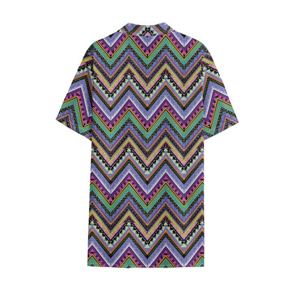 Tribal Aztec Hippie Pattern Print Cotton Hawaiian Shirt