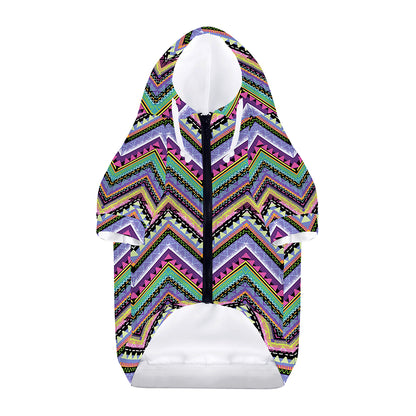 Tribal Aztec Hippie Pattern Print Dog Zip Up Hoodie