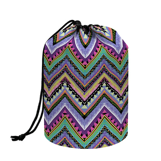 Tribal Aztec Hippie Pattern Print Drawstring Makeup Bag