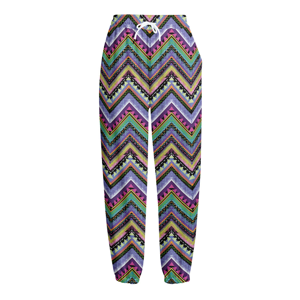 Tribal Aztec Hippie Pattern Print Fleece Lined Knit Pants