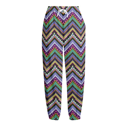 Tribal Aztec Hippie Pattern Print Fleece Lined Knit Pants