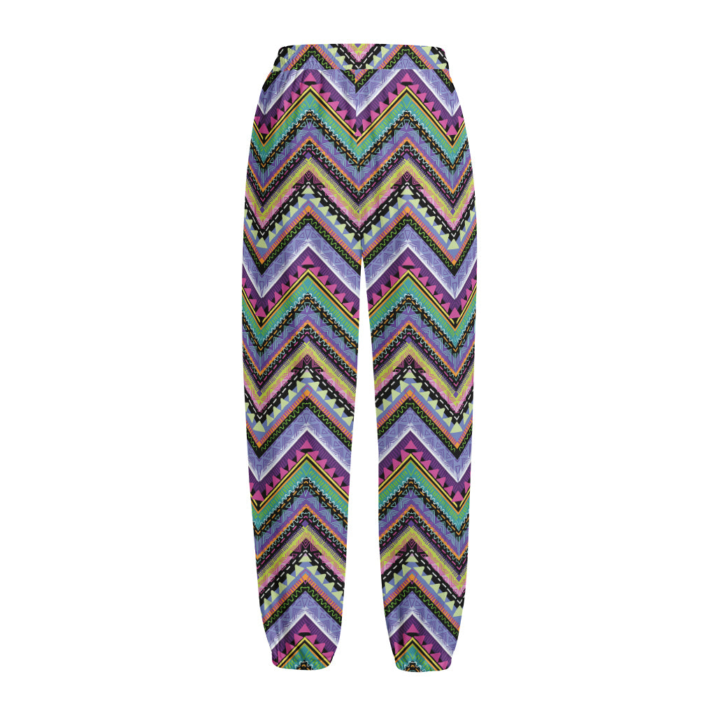 Tribal Aztec Hippie Pattern Print Fleece Lined Knit Pants
