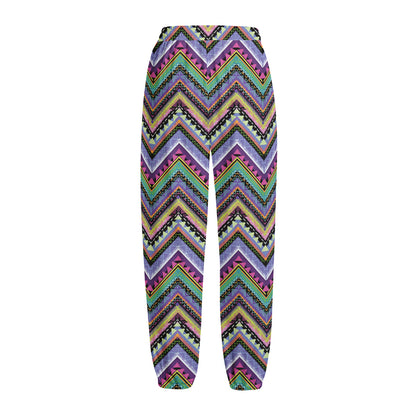 Tribal Aztec Hippie Pattern Print Fleece Lined Knit Pants