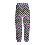 Tribal Aztec Hippie Pattern Print Fleece Lined Knit Pants