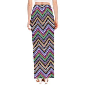 Tribal Aztec Hippie Pattern Print High Slit Maxi Skirt