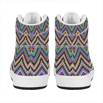 Tribal Aztec Hippie Pattern Print High Top Leather Sneakers