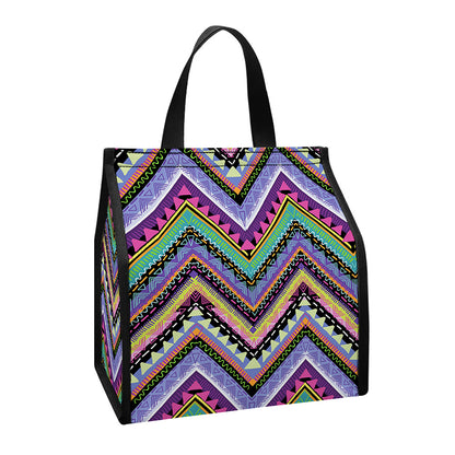 Tribal Aztec Hippie Pattern Print Insulated Lunch Tote