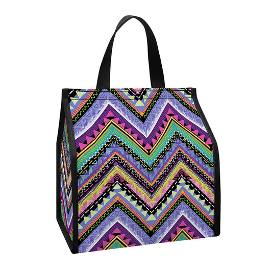 Tribal Aztec Hippie Pattern Print Insulated Lunch Tote