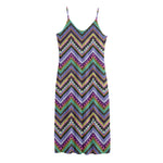 Tribal Aztec Hippie Pattern Print Jersey Midi Cami Dress
