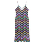Tribal Aztec Hippie Pattern Print Jersey Midi Cami Dress