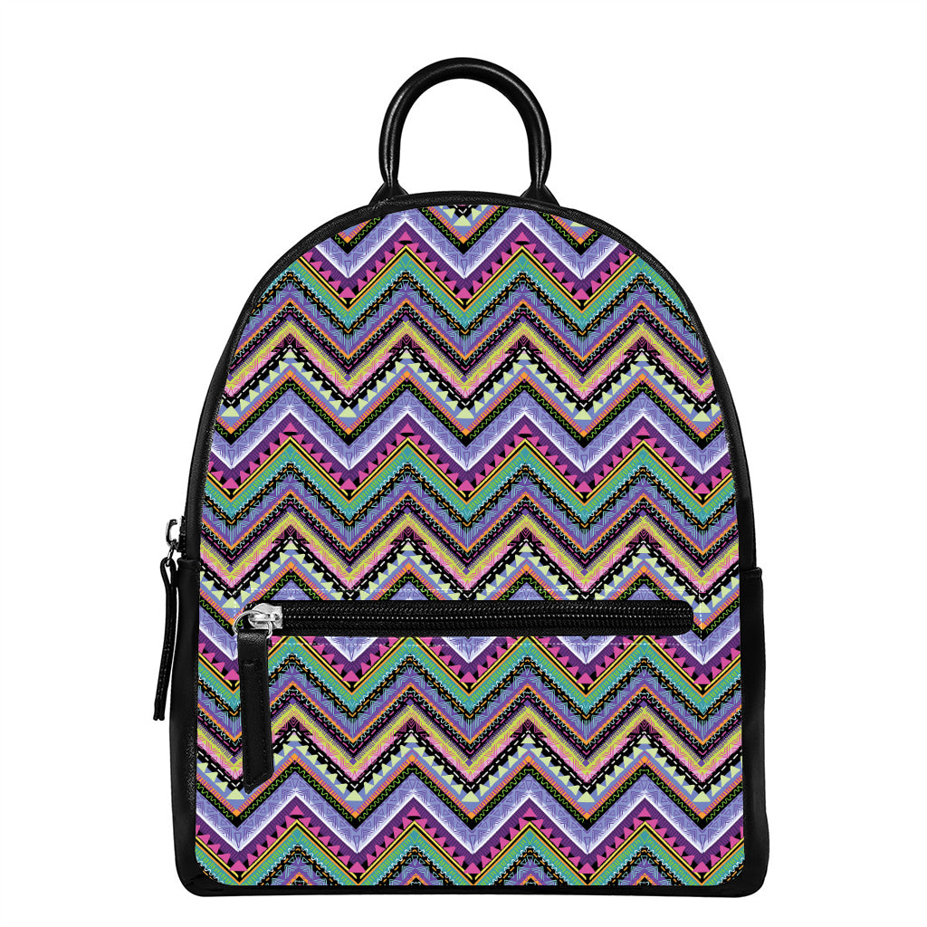 Tribal Aztec Hippie Pattern Print Leather Backpack