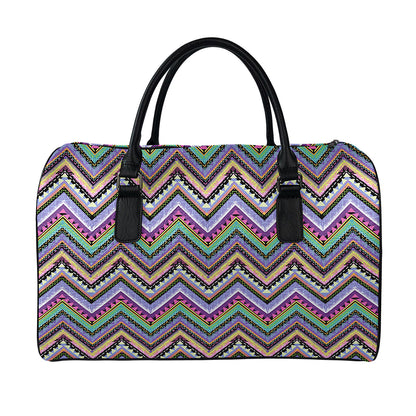 Tribal Aztec Hippie Pattern Print Leather Duffle Bag