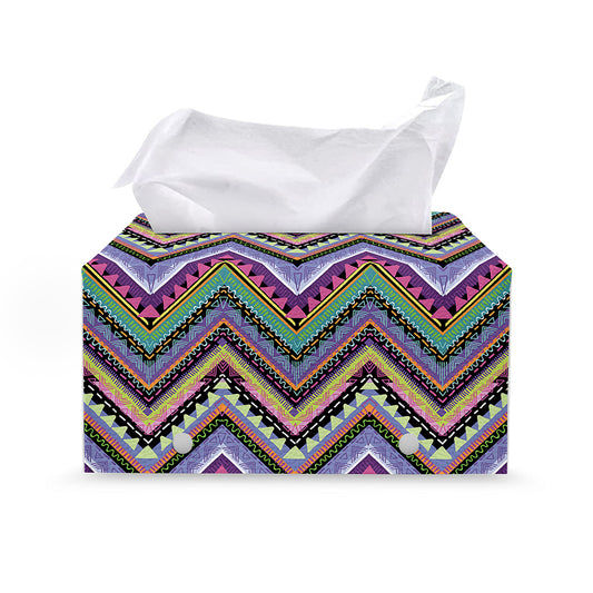 Tribal Aztec Hippie Pattern Print Leather Tissue Box Cover