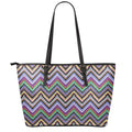 Tribal Aztec Hippie Pattern Print Leather Tote Bag With Zipper
