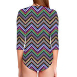 Tribal Aztec Hippie Pattern Print Long Sleeve Swimsuit