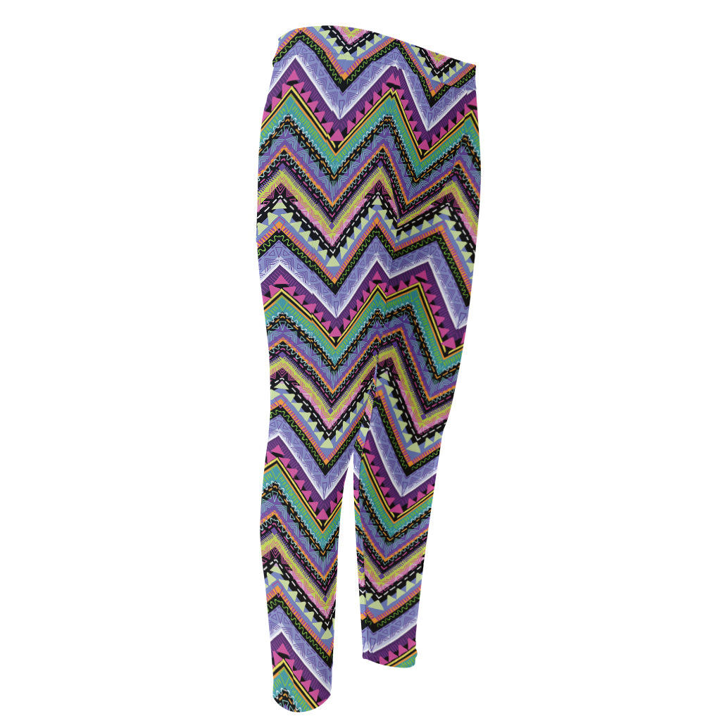 Tribal Aztec Hippie Pattern Print Men's Compression Pants