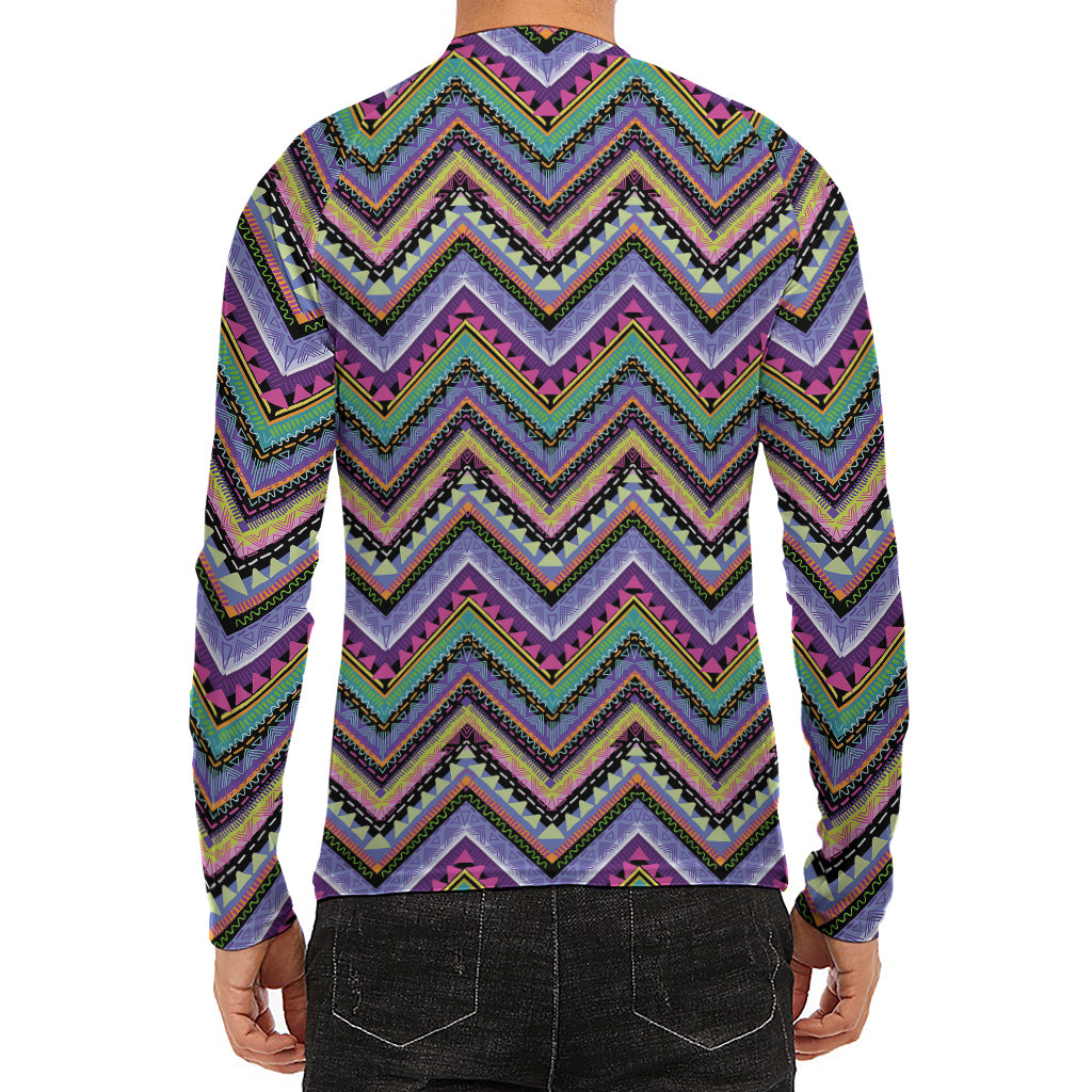 Tribal Aztec Hippie Pattern Print Men's Long Sleeve Rash Guard