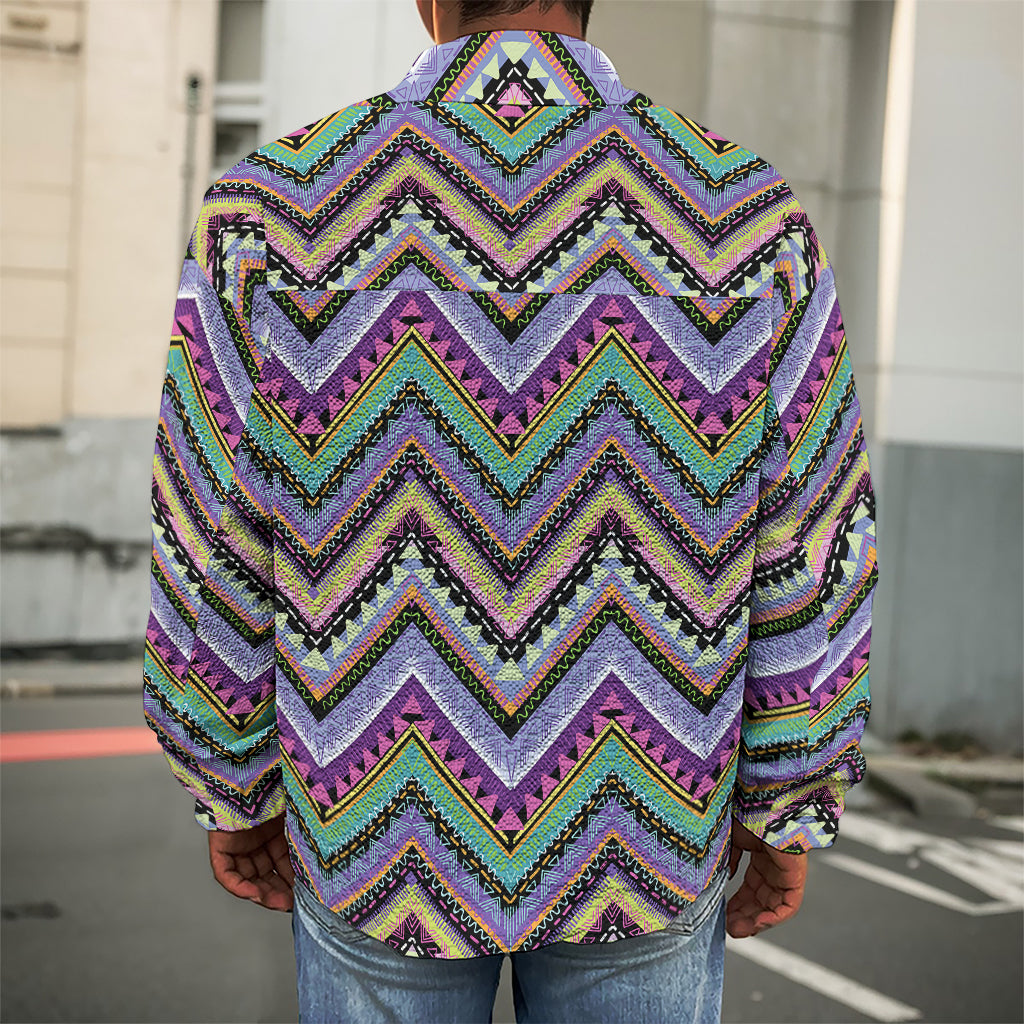 Tribal Aztec Hippie Pattern Print Men's Shirt Jacket