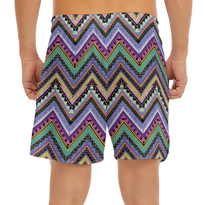 Tribal Aztec Hippie Pattern Print Men's Split Running Shorts