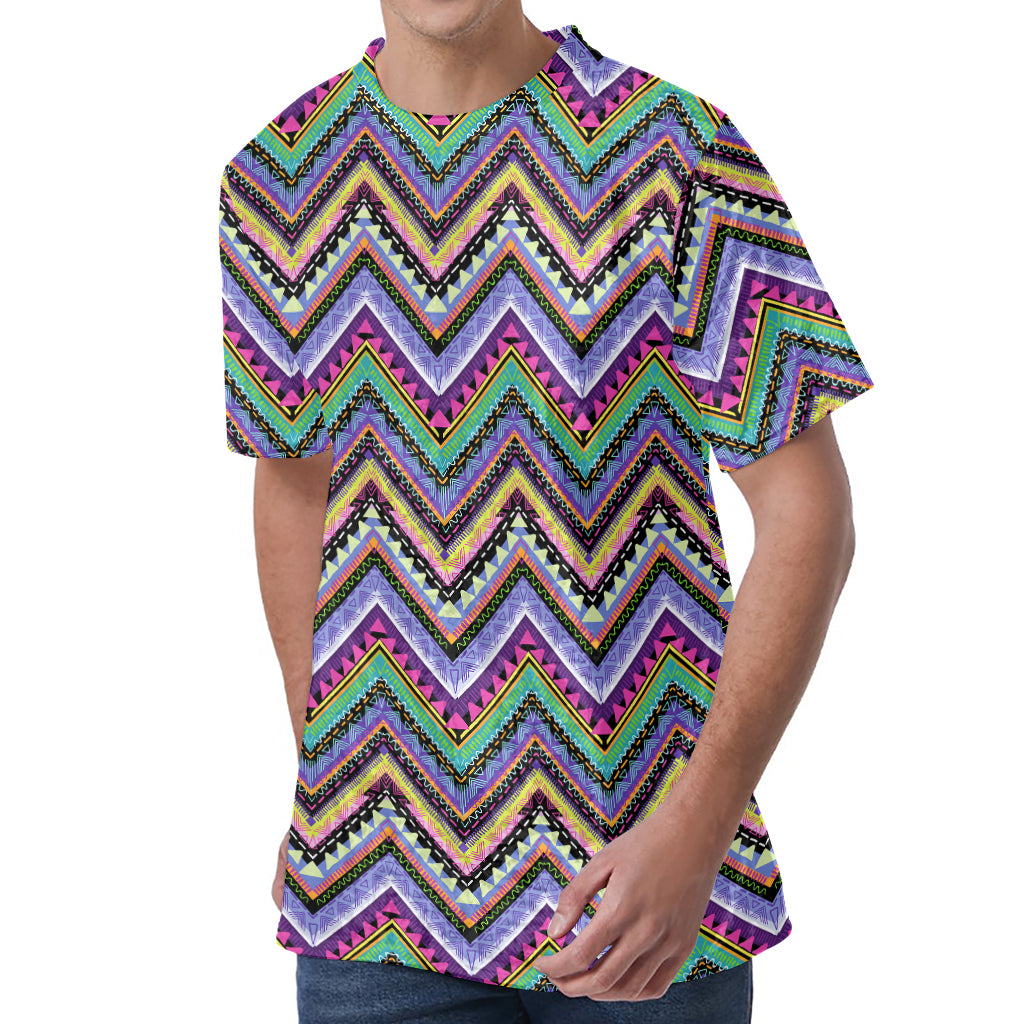 Tribal Aztec Hippie Pattern Print Men's Velvet T-Shirt