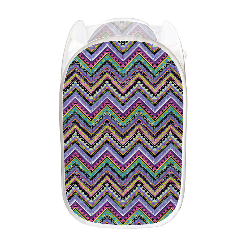 Tribal Aztec Hippie Pattern Print Mesh Laundry Hamper