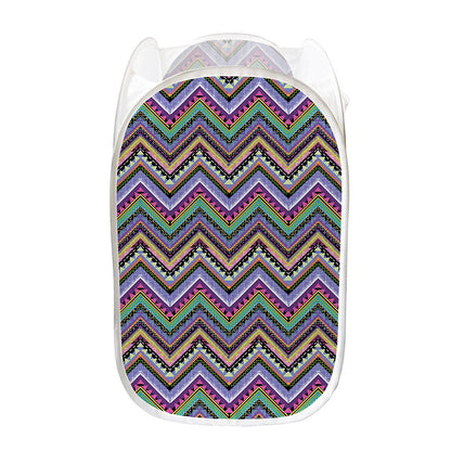 Tribal Aztec Hippie Pattern Print Mesh Laundry Hamper