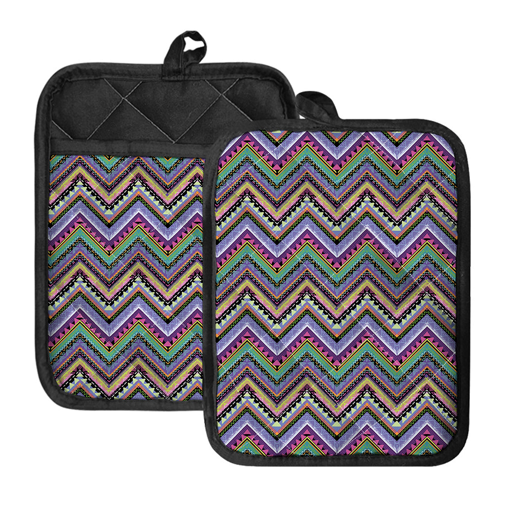 Tribal Aztec Hippie Pattern Print Pot Holders With Pocket
