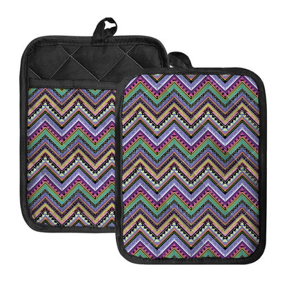 Tribal Aztec Hippie Pattern Print Pot Holders With Pocket