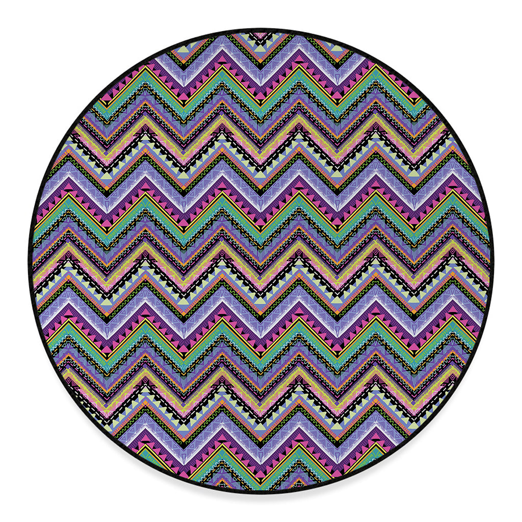 Tribal Aztec Hippie Pattern Print Round Floor Mat